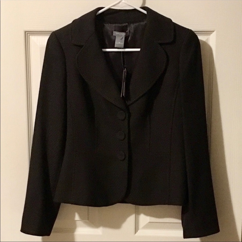 Nwt Ann Taylor Brown Wool Blazer Jacket Size 4p